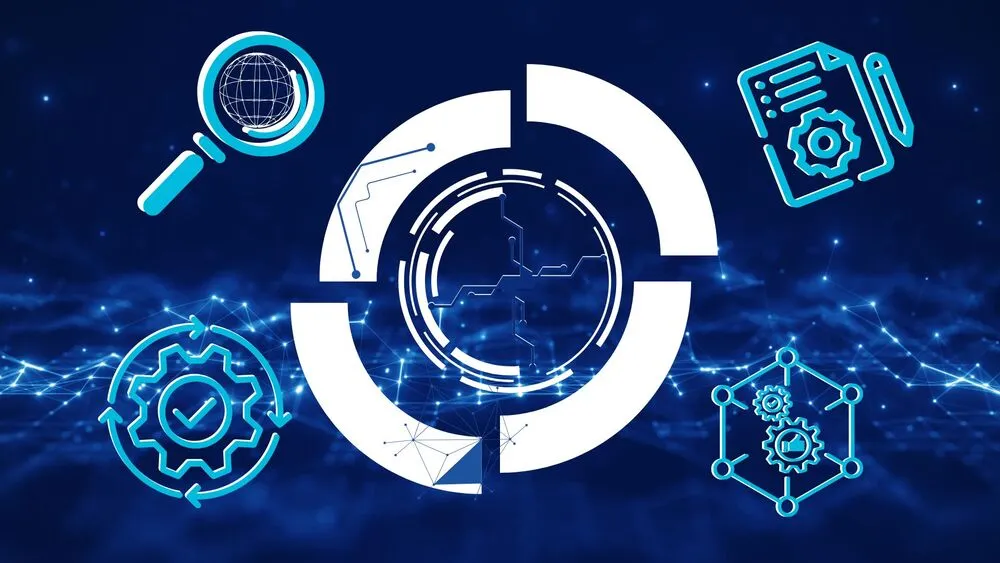 Futuristic Blue SWOT Presentation Template for PowerPoint, Canva & Google Slides Creative-Backgrounds-Cool-Futuristic-SWOT-Business