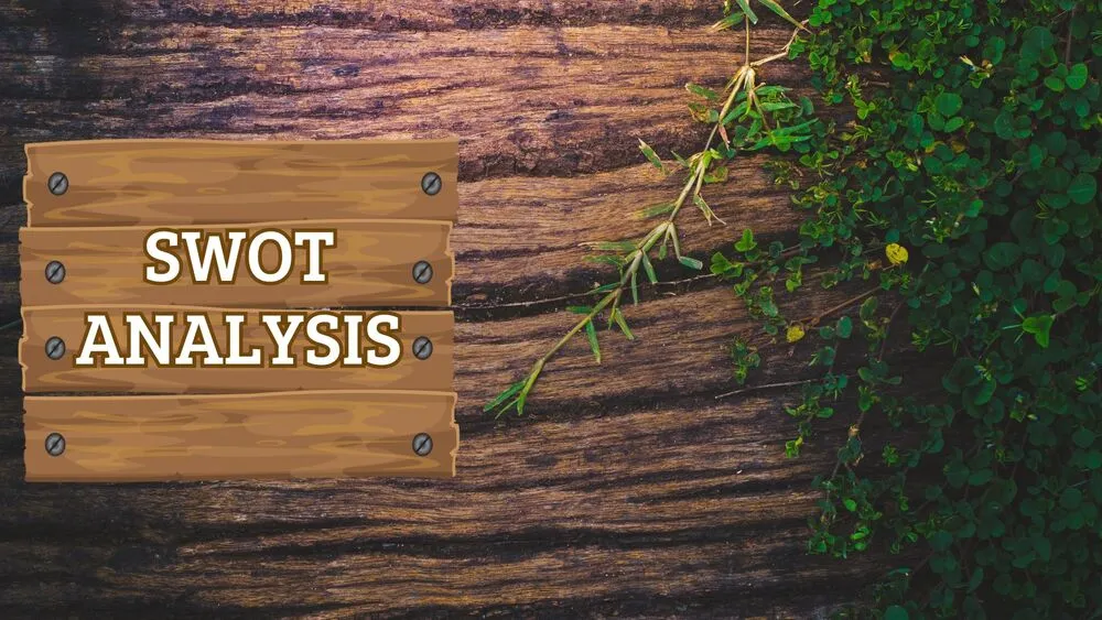 Wooden SWOT Analysis Presentation Template for PowerPoint, Canva & Google Slides