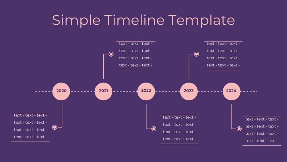 Dark Violet Pins Timeline Diagram Presentation Template for PowerPoint, Canva & Google Slides