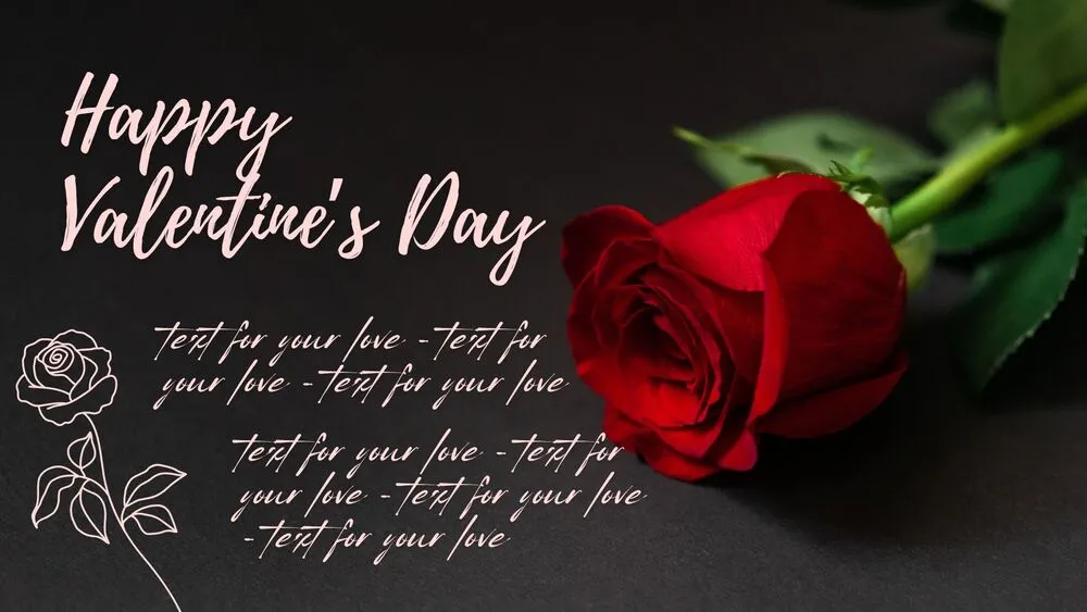 Elegant Black & Red Rose Valentine’s Day Presentation Template for PowerPoint, Canva & Google Slides