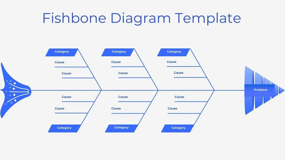 Minimalist Blue Fishbone Diagram Presentation Template for PowerPoint, Canva & Google Slides